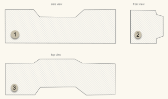 Load's side, front and top view