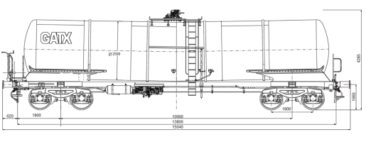 Drawing of Tank Wagon Zacns GATX type 3564
